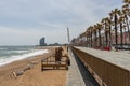 Empty Barcelona Beach no turism Coronavirus