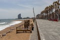 Empty Barcelona Beach no turism Coronavirus