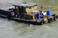 Empty barge on channel in China village