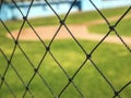 Empty baseball green field view grandstand Royalty Free Stock Photo