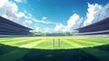 Empty Baseball Stadium under a Blue Sky