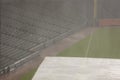 Empty baseball stands in rain delay Royalty Free Stock Photo