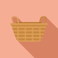 Empty basket icon flat vector. Picnic straw