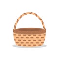 Empty basket isolated on white background. Wicker picnic basket. Stock illustration Royalty Free Stock Photo