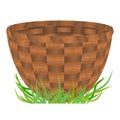 Empty basket standing on a green grass