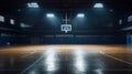 An empty basketball court with bright street lighting Royalty Free Stock Photo