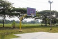 Empty basketball court hoop net Royalty Free Stock Photo