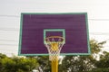 Empty basketball court hoop net Royalty Free Stock Photo