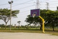 Empty basketball court hoop net Royalty Free Stock Photo