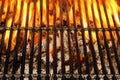 Empty BBQ Fire Grill And Burning Charcoal With Bright Flames. Royalty Free Stock Photo