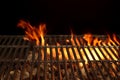 Empty BBQ Fire Grill And Burning Charcoal With Bright Flames. Royalty Free Stock Photo
