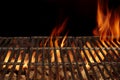 Empty BBQ Fire Grill And Burning Charcoal With Bright Flames. Royalty Free Stock Photo