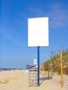 Empty beach advert