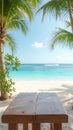 Empty beach background with table and copy space Royalty Free Stock Photo