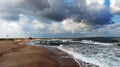 Empty beach of the black sea and soon the storm