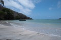 Empty beach with a boat Royalty Free Stock Photo