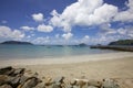 Empty beach with clouds