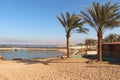 Empty beach on the coast of Red Sea in Jordan Royalty Free Stock Photo