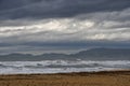 Empty beach at a stormy day Royalty Free Stock Photo