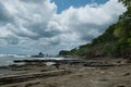 Empty beach in a late afternoon under a cloudy sky in Playa Maderas in Nicaragua Royalty Free Stock Photo