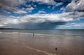 On the empty beach in Montrose before storm, Scotland Royalty Free Stock Photo