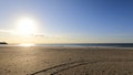 Beach in the morning with car tracks 1 Royalty Free Stock Photo