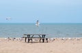 Empty beach and no picnics today