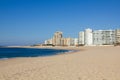 Empty beach in Povoa de Varzim, Portugal on a bright sunny day in Winter Royalty Free Stock Photo