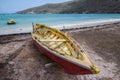 Empty boat on a beach Royalty Free Stock Photo