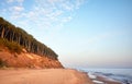 Empty beach with sand cliff at sunrise, Baltic Sea, Poland