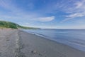 Empty beach by sea in Discovery Park of Seattle, USA Royalty Free Stock Photo