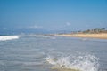 An empty beach on the seashore outside the tourist season Royalty Free Stock Photo