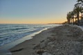 An empty beach shore at the Coast Tarragona, Spain Royalty Free Stock Photo