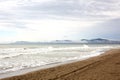 Empty beach after the storm on italian coast tuscany Royalty Free Stock Photo