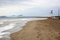 Empty beach after the storm on italian coast tuscany Royalty Free Stock Photo