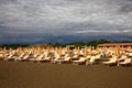 Empty beach after the storm on italian coast tuscany Royalty Free Stock Photo