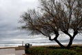 Empty beach at a stormy day Royalty Free Stock Photo