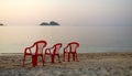 Empty beach three chair Royalty Free Stock Photo