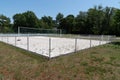 Empty beach volleyball sand court in the city Royalty Free Stock Photo