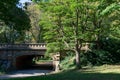 Beautiful Bridge and Tunnel in Central Park in New York City with Green Trees Royalty Free Stock Photo