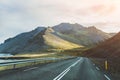 Beautiful scenic asphalt road in Iceland, travel background