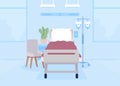 Empty bed in hospital ward flat color vector illustration Royalty Free Stock Photo