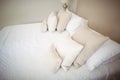 Empty bed and pillow in bedroom Royalty Free Stock Photo