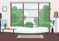 Empty bedroom flat color vector illustration