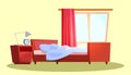 Empty bedroom interior flat vector illustration