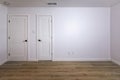Empty bedroom with doors leading to the livingroom, bathroom and a closet