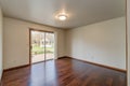 Empty bedroom for real estate and sliding glass door and hard wood floor