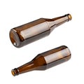 Empty beer bottle made of brown glass, isolated on white background. File contains clipping path Royalty Free Stock Photo