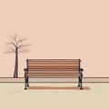 Nostalgic Minimalism: A Delicate Line Drawing Of A Park Bench