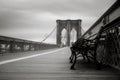 Empty Bench on Brooklyn Bridge in New York City Royalty Free Stock Photo